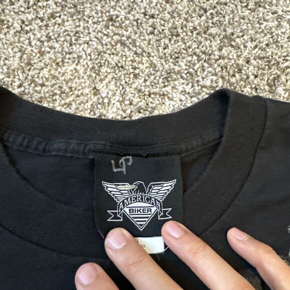 Vintage American Biker Call Of The Wild Wolf AOP Black T-Shirt Men’s Size XXL - Picture 5 of 11